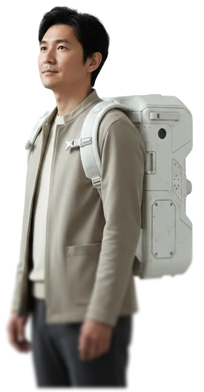 Professional man with backpack