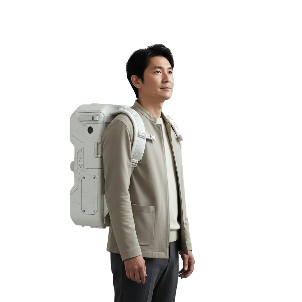 Professional man with a space backpack